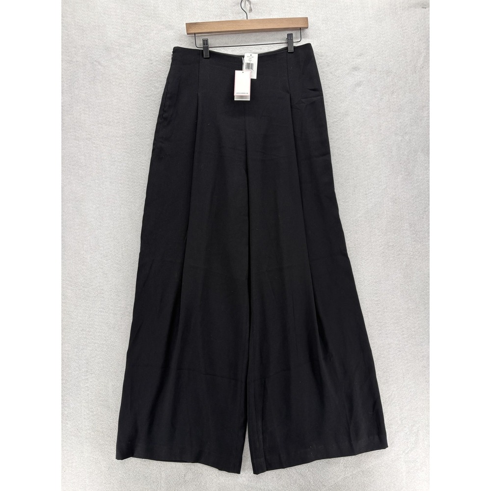 Alexia Admor Elia Pleated Wide Leg Pants Womens 12 Black Crepe Lined Career NWT